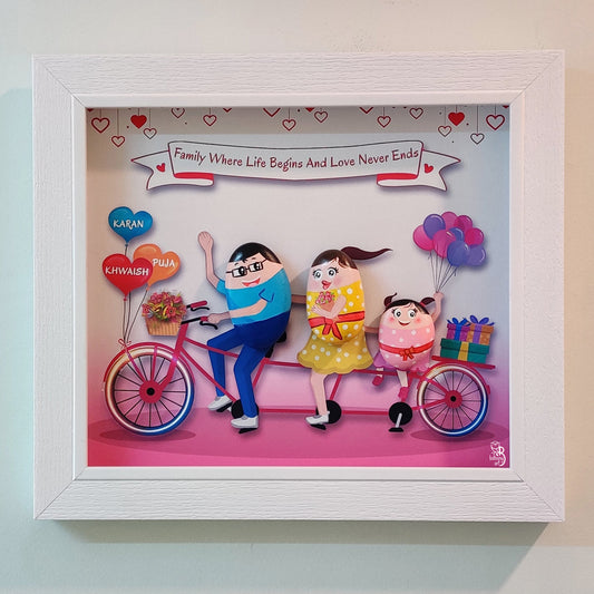 The Pedaling Trio Pebble Art (18x12 Inches)