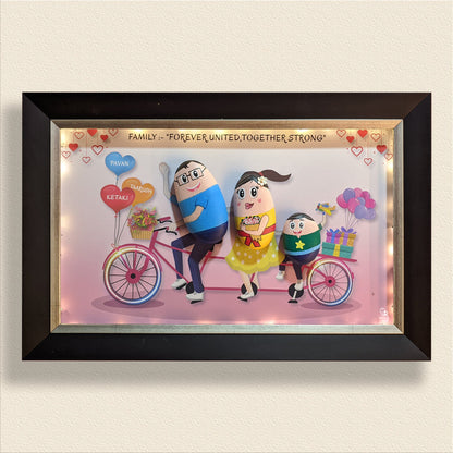 The Pedalling Trio Pebble Art (18x12 Inches)