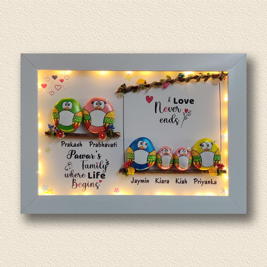 Quirky Family of 6 Pebble Art(22x16 Inches)
