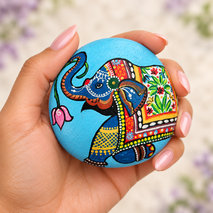 Gratitude: Elephant Blessings: selected hand-painted pebble held in hand