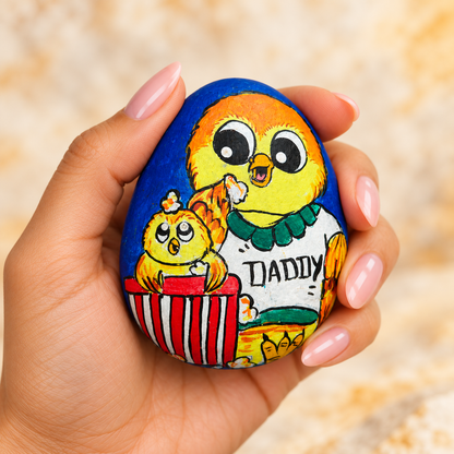 Daddy Owl: Little Love: selected hand-painted pebble held in hand