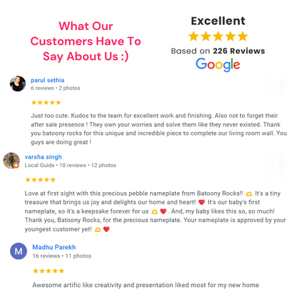 "Rated 5 stars on Google – our customers love our hand-painted pebble art!"