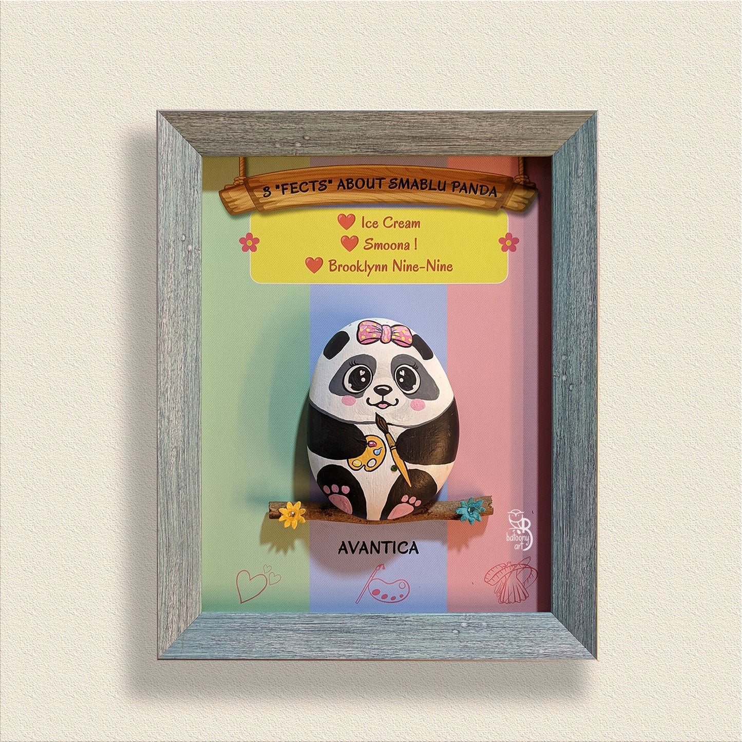 Joyful Panda Surprise Pebble Art