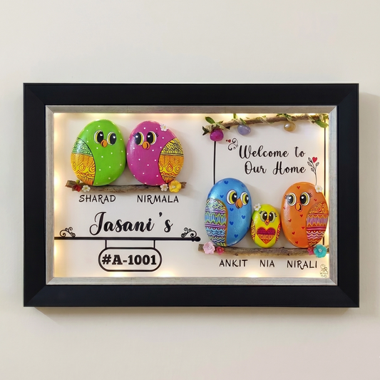Family Bliss Haven Family of 5 Pebble Art (21x15 Inches)