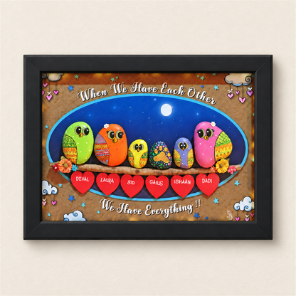 Cozy Pet-Inspired Home Pebble Art - black frame