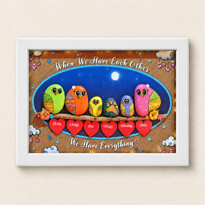 Cozy Pet-Inspired Home Pebble Art - white frame