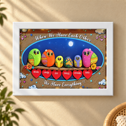 Cozy Pet-Inspired Home Pebble Art - white frame