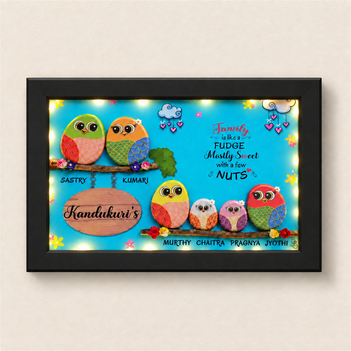 Cutesy Family of 6 - black frame