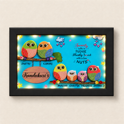Cutesy Family of 6 - black frame