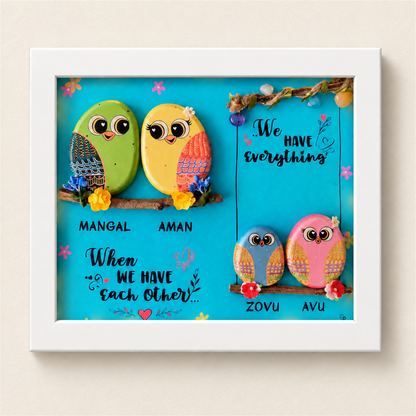 Family 4Ever Pebble Art - white frame