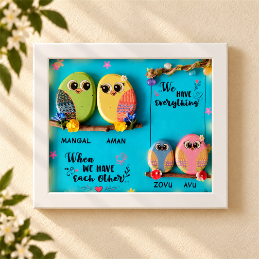 Family 4Ever Pebble Art - white frame