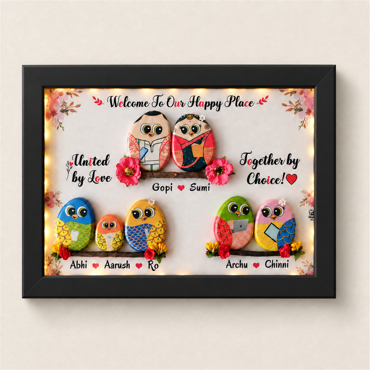 Family Hobbies Pebble Nameplate - black frame