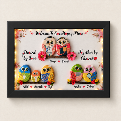 Family Hobbies Pebble Nameplate - black frame