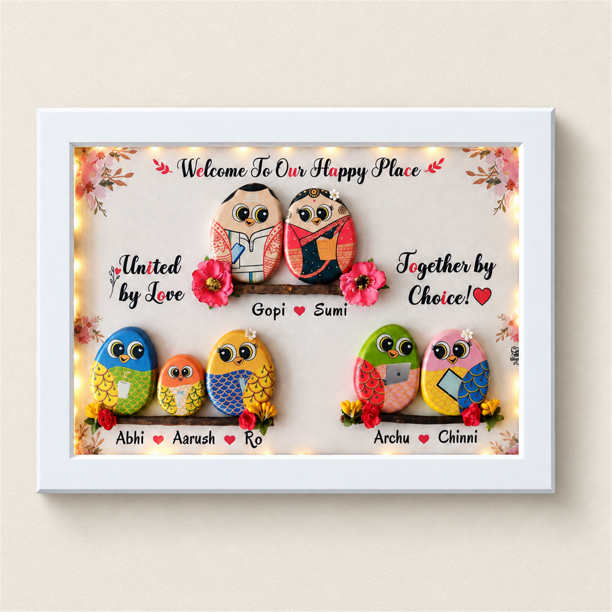 Family Hobbies Pebble Nameplate - white frame