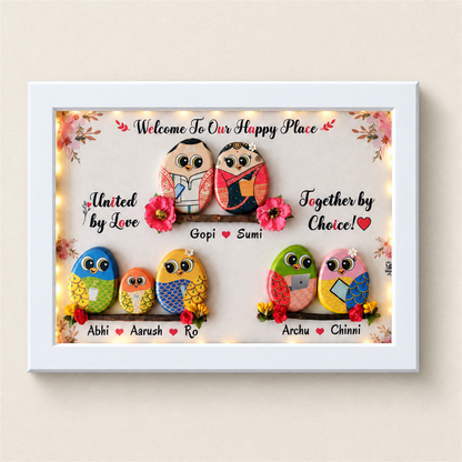 Family Hobbies Pebble Nameplate - white frame