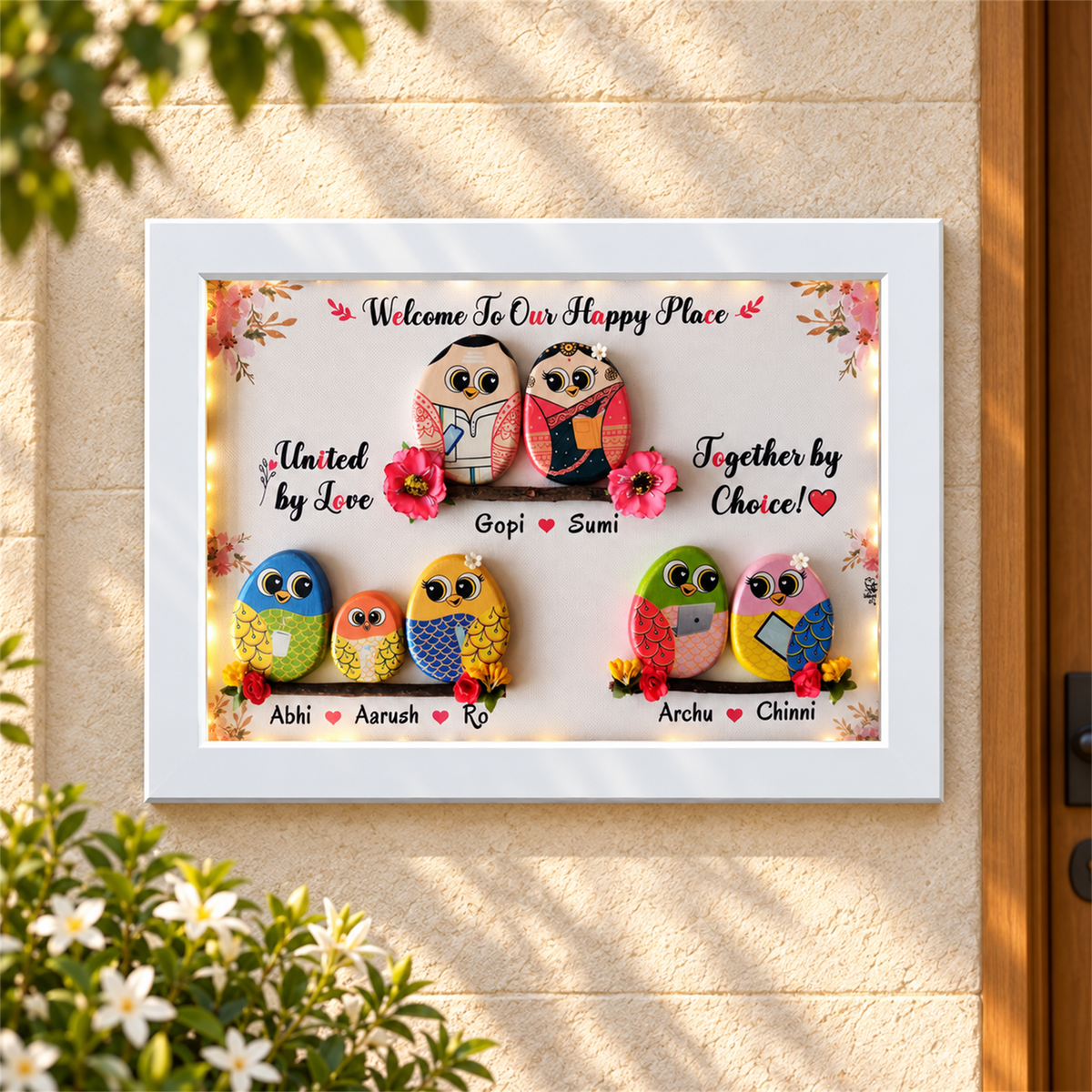 Family Hobbies Pebble Nameplate - white frame