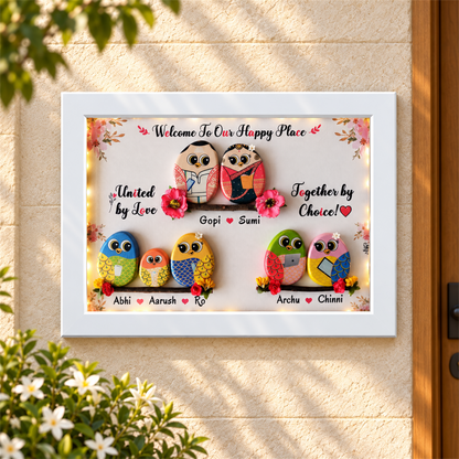 Family Hobbies Pebble Nameplate - white frame
