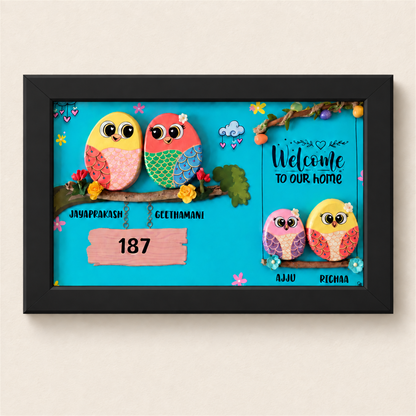 Family Moments Pebble Art - black frame