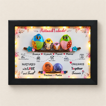 Family of 4 & Pets Nameplate - black frame