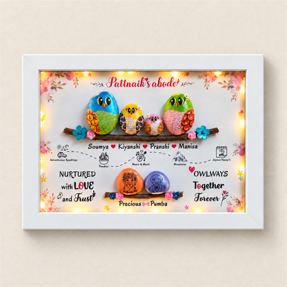 Family of 4 & Pets Nameplate - white frame