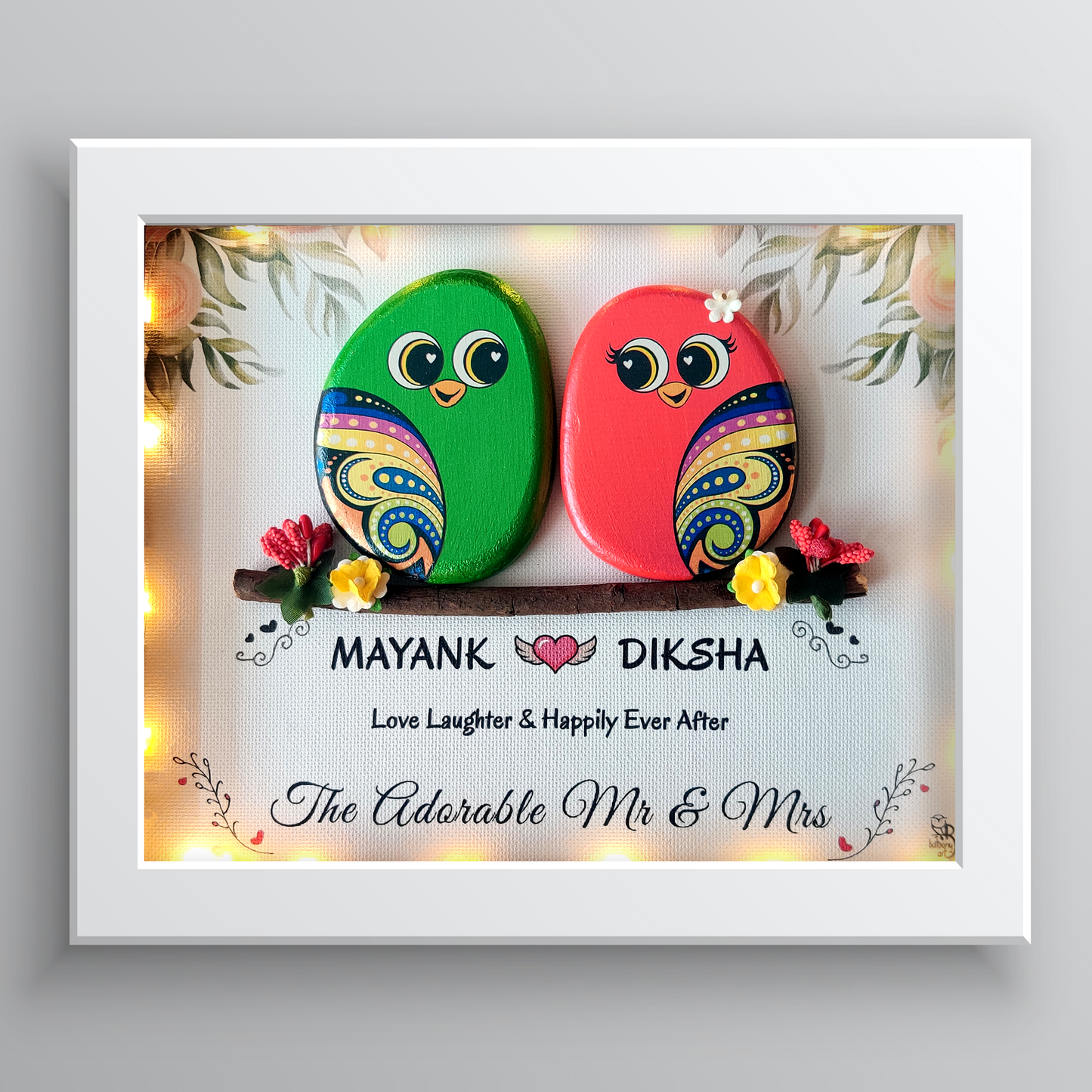 The Adorable Mr & Mrs – Unique Couple Wall Decor with Lights (13x11 Inches)
