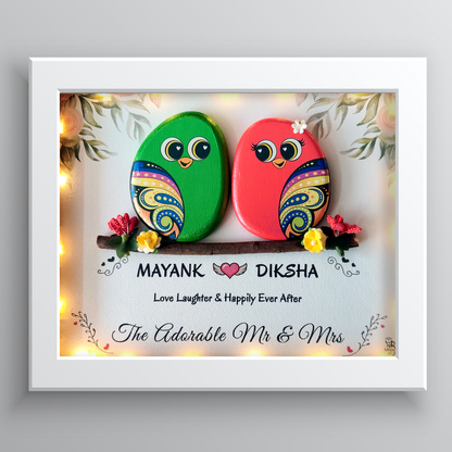 The Adorable Mr & Mrs – Unique Couple Wall Decor with Lights (13x11 Inches)