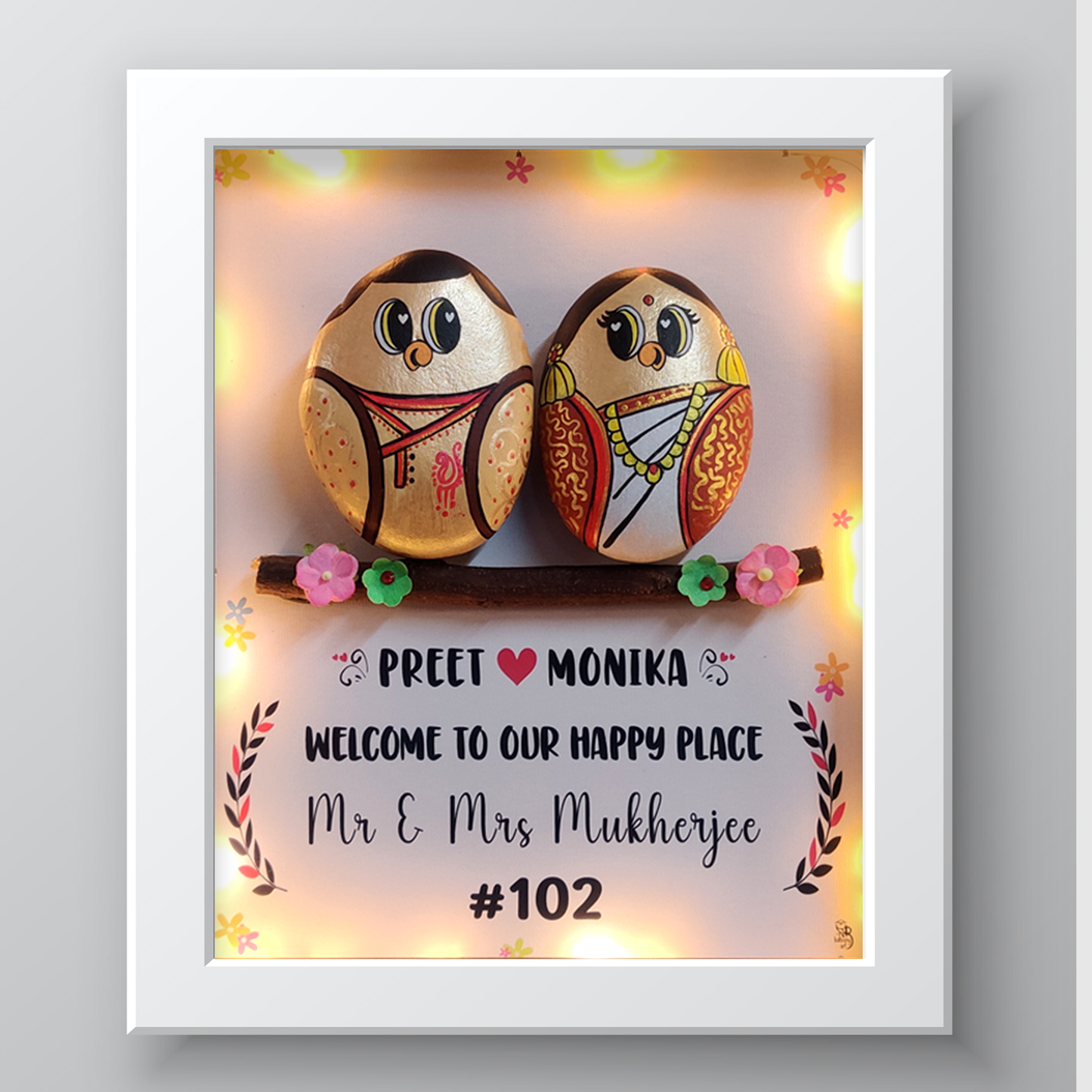 Mr. & Mrs. Mukherjee Couple Wall Decor – Customized Anniversary Gift (13x11 Inches)