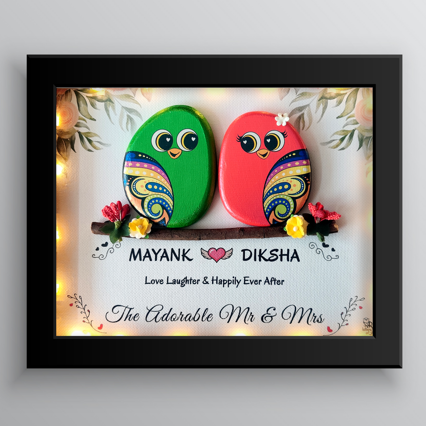 The Adorable Mr & Mrs – Unique Couple Wall Decor with Lights (13x11 Inches)