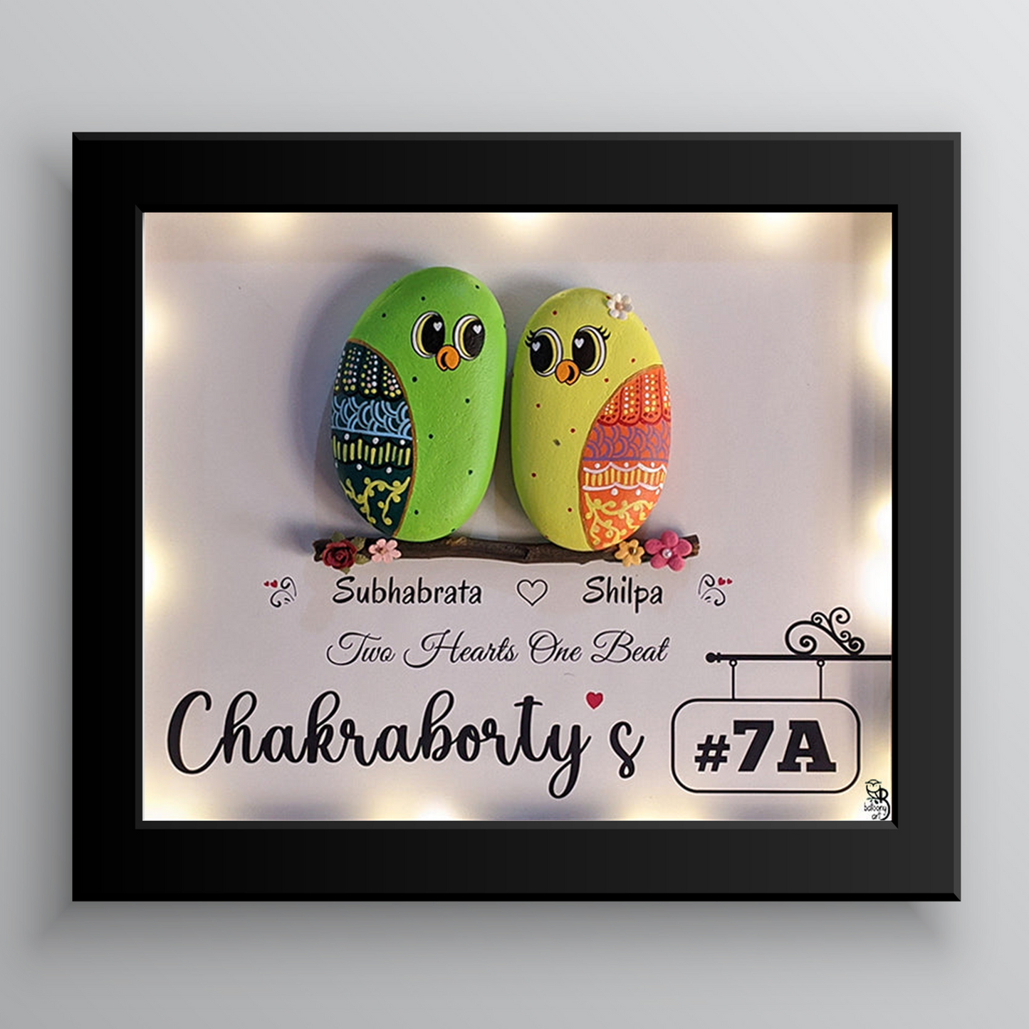 Twig of Love – Handcrafted Couple Home Nameplate (12x10 Inches)