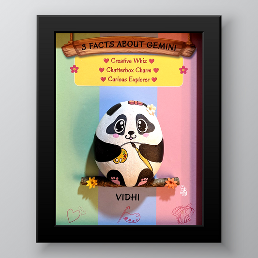 Gemini Panda - Fun Customized Birthday Gift Wall Art (10x8 Inches)