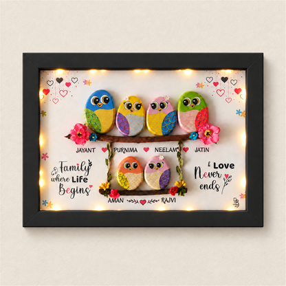 Joint Family Swing Pebble Art - black frame