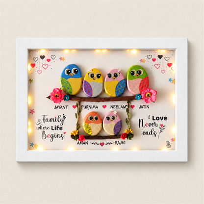Joint Family Swing Pebble Art - white frame