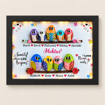 Joyful Family of 9 - black frame