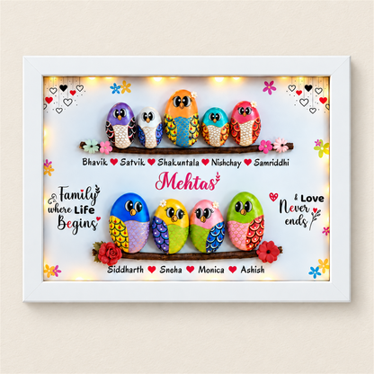 Joyful Family of 9 - white frame