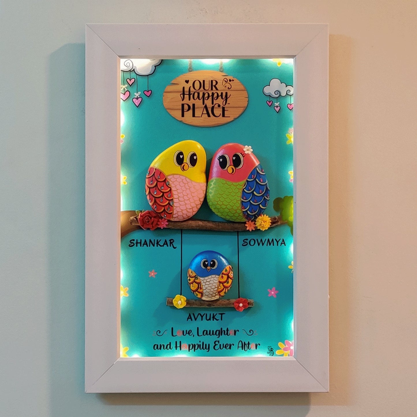 Family Joyful Nest Pebble Art (18x12 Inches)