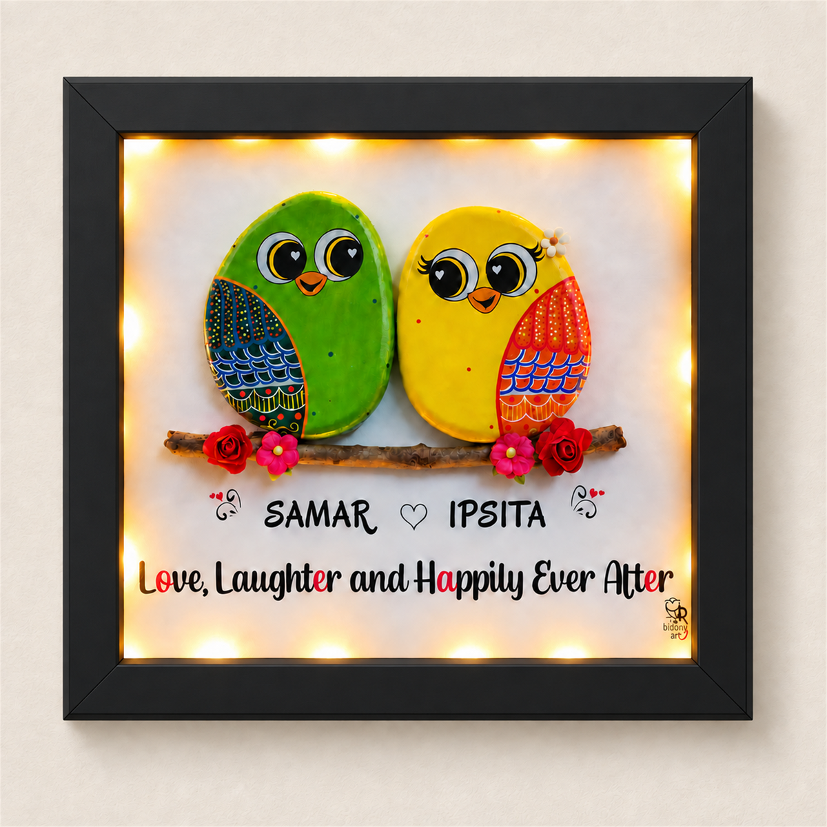 Love laughter and Happily Ever After - black frame