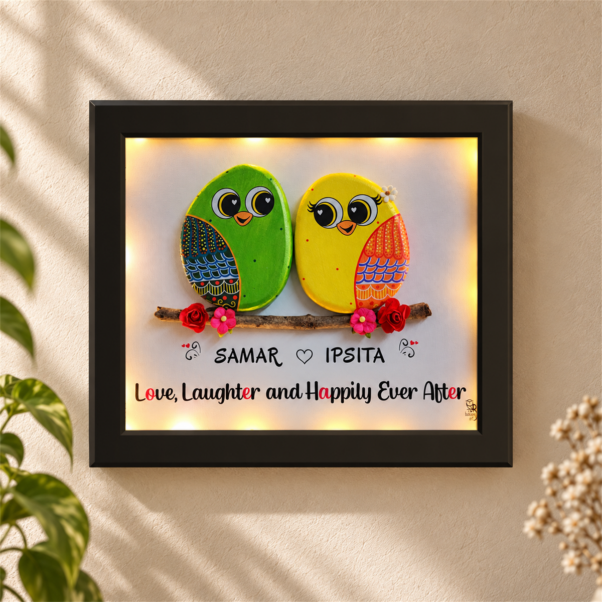 Love laughter and Happily Ever After - black frame