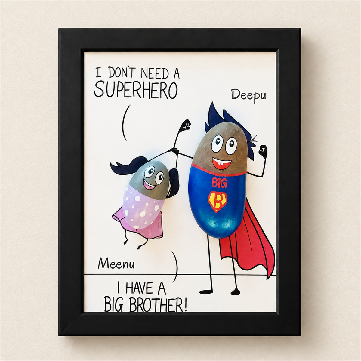 Mera Bhai Mera Superhero - black frame