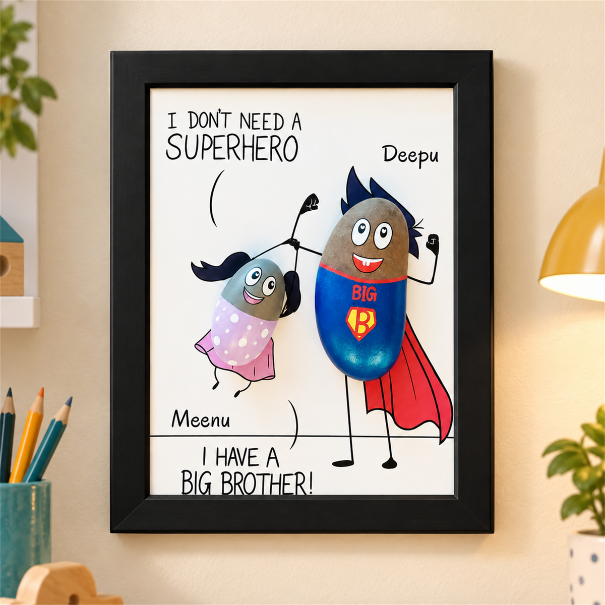 Mera Bhai Mera Superhero - black frame