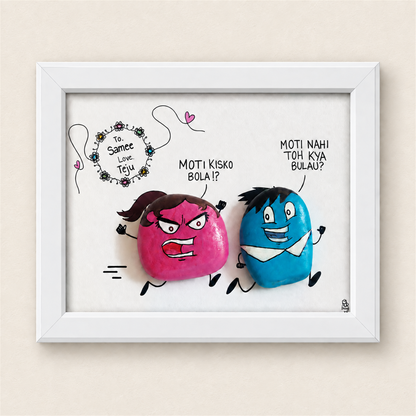 Moti kisko bola Rakhi Gift - white frame