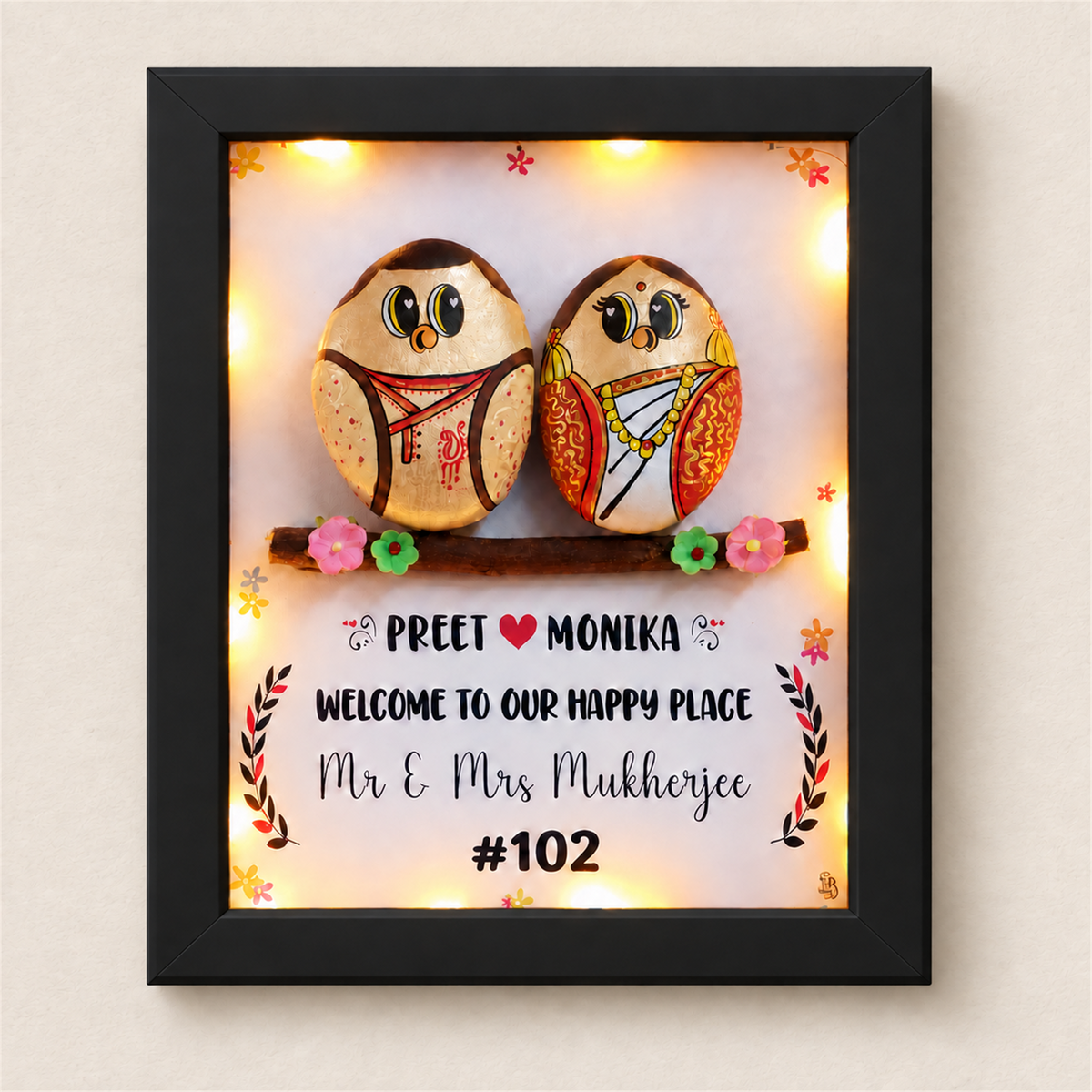 Mr. & Mrs. Mukherjee Couple - black frame