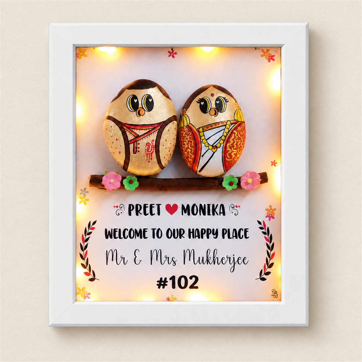 Mr. & Mrs. Mukherjee Couple - white frame
