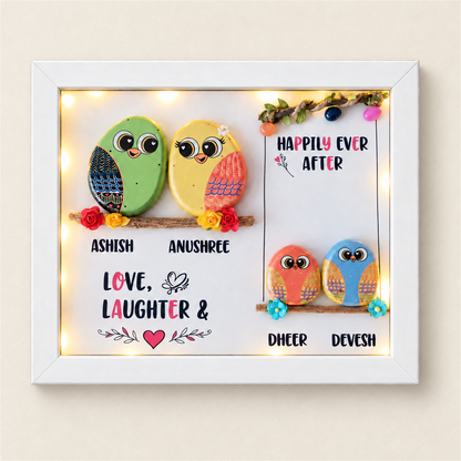 Playful Paradise Pebble Art - white frame