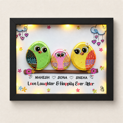 Spark of Grace Trio, black frame on a beige background