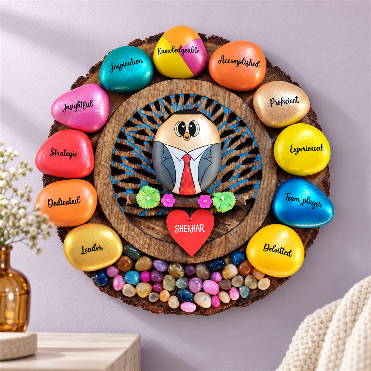 Success Mantras Inspirational Wall Art - Handcrafted Pebble Decor