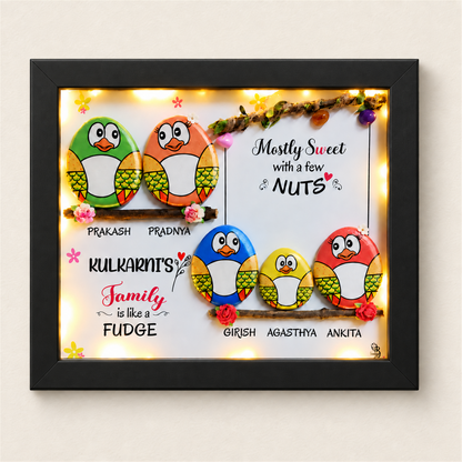 Sweet Family Pebble Art - black frame
