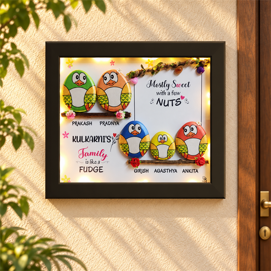 Sweet Family Pebble Art - black frame