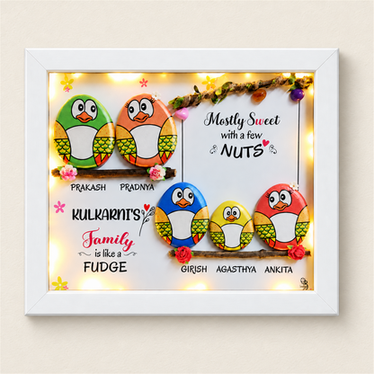 Sweet Family Pebble Art - white frame