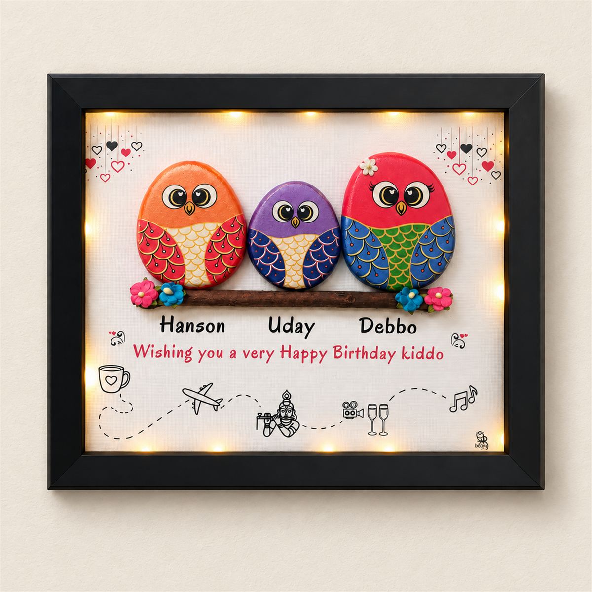 Three Friends Wall Frame - black frame