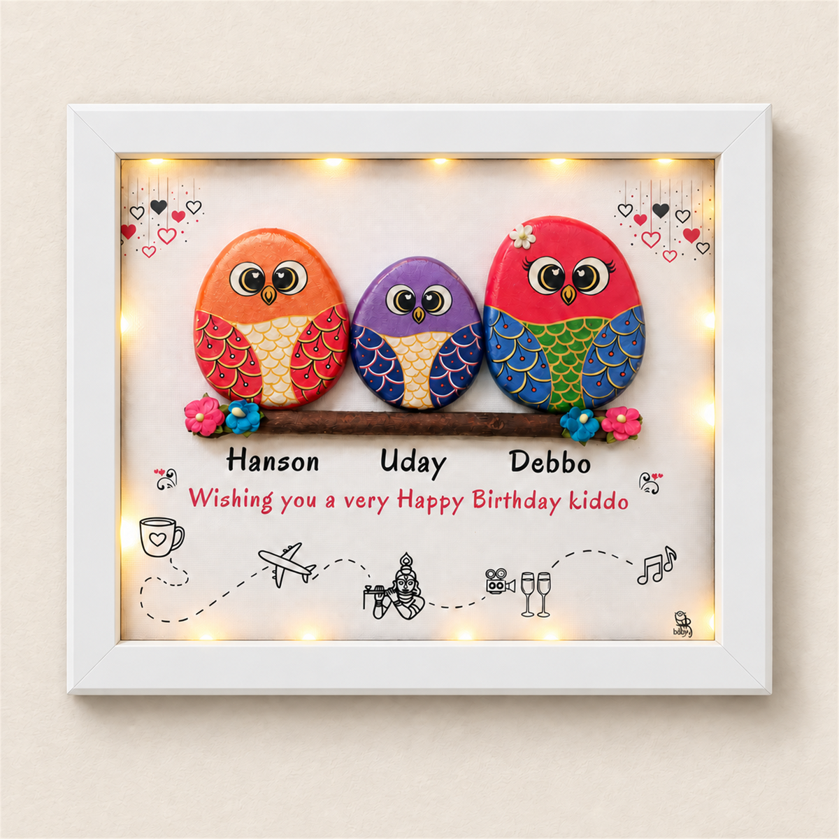 Three Friends Wall Frame - white frame